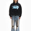 NEW 3D COLLEGE  BABYBLUE/WHITE BLACK SNAP BUTTON HOODIE