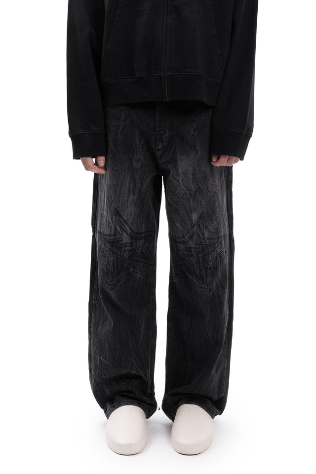 F-STAR EMBROIDERY BLACK WASHED DENIM