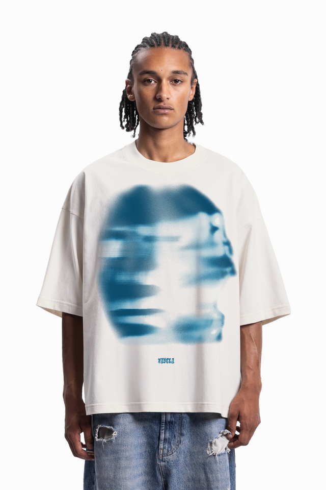 FADED FACE VANILLA DISTRESSED T-SHIRT