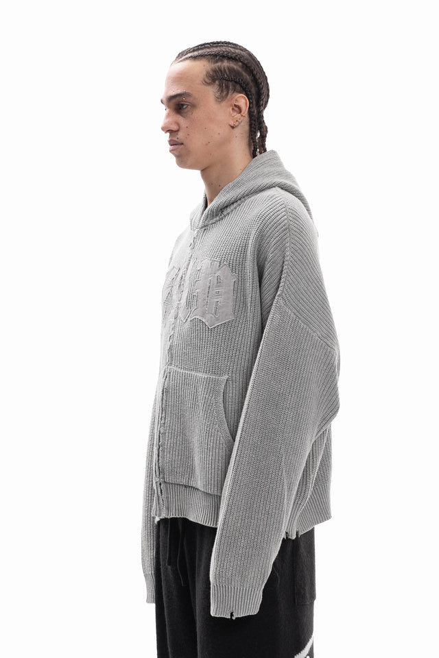 KNIT CANVAS GREY WASHED FRONTZIP