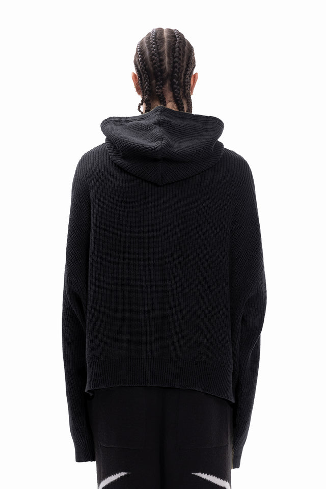 KNIT CANVAS FRONT ZIPPER BLACK WASHED