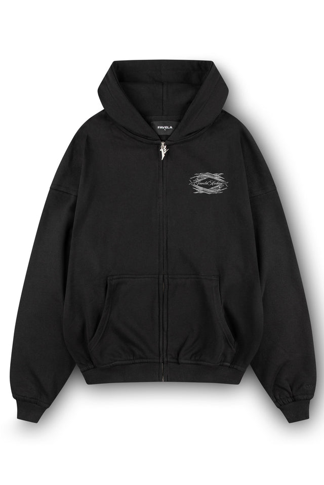 FEATHERS BLACK FRONTZIP