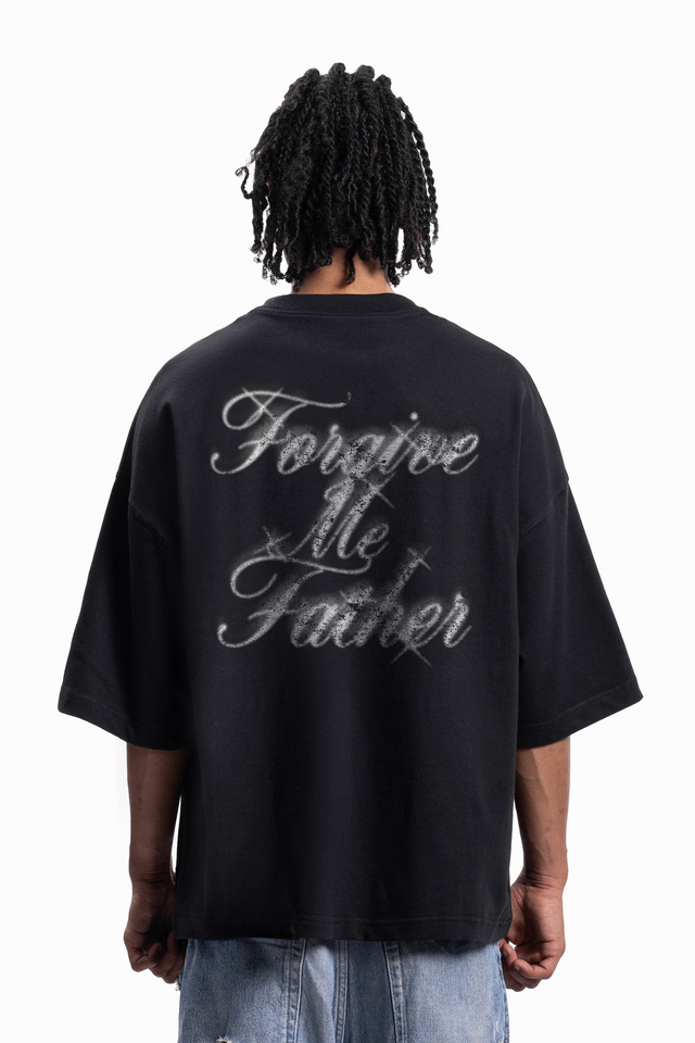 FORGIVE ME FATHER BOXY BLACK T-SHIRT