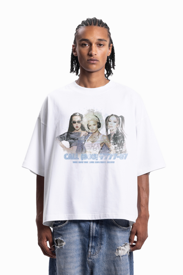GIRL BAND BOXY WHITE T-SHIRT [SHIPPING STARTS END OF JUNE 2025]