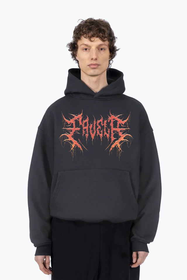 GRUNGE BLACK WASHED HOODIE