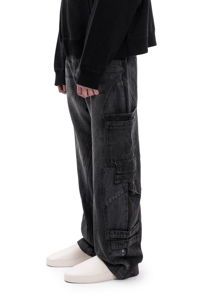 HEAVY CUTLINE CARGO VINTAGE GREY DENIM