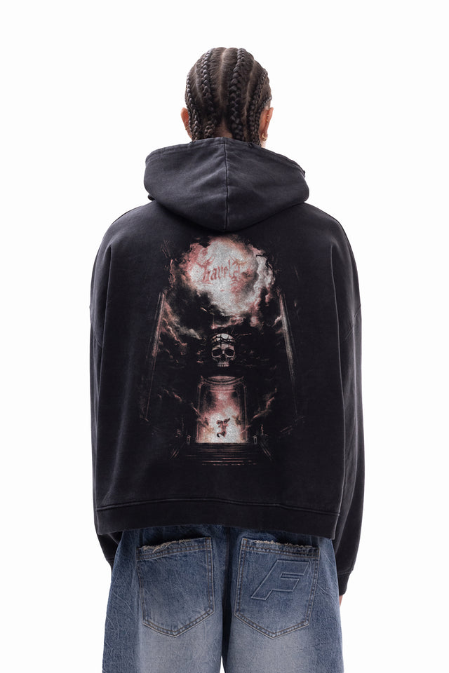 HELLS GATE BLACK WASHED BOXY HOODIE