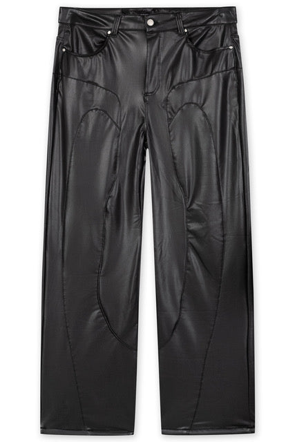 VEGAN LEATHER CUTLINE PANT[PRE-ORDER]