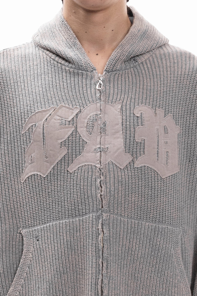KNIT CANVAS FRONT ZIPPER GREY WASHED
