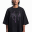 LIGHTNING OUTLINE ENZYME BLACK DISTRESSED T-SHIRT