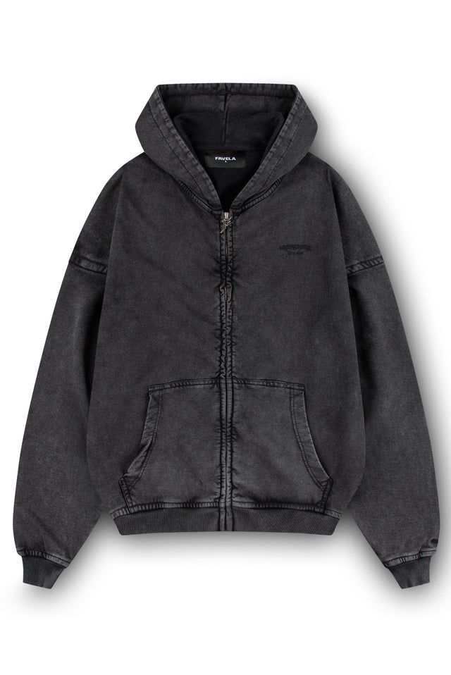 LIS BLACK WASHED FRONTZIP