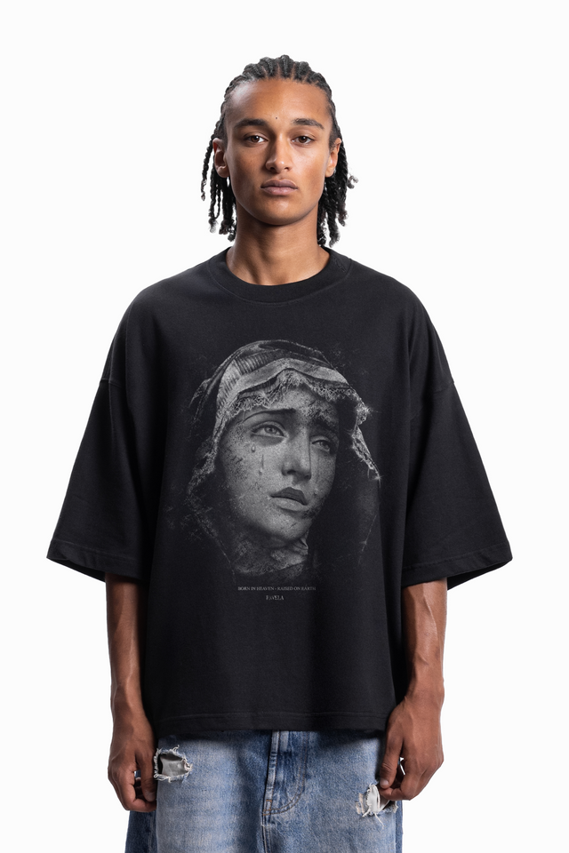 MARIA BLACK DISTRESSED T-SHIRT