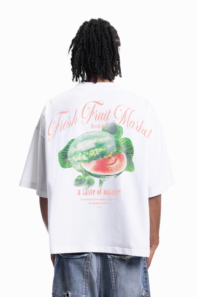 MELON BOXY WHITE T-SHIRT [SHIPPING STARTS BEGINNING OF JULY 2025]