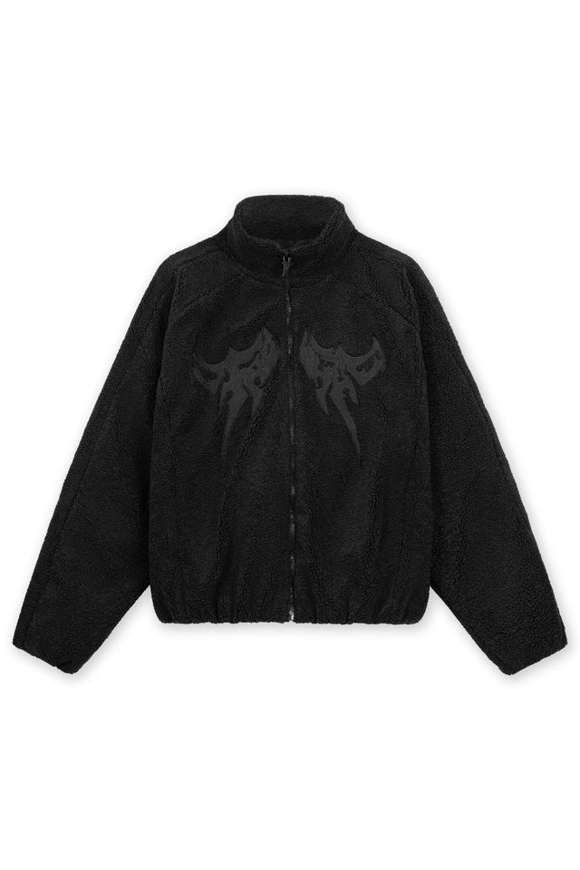 EMBROIDERY BLACK FLEECE JACKET [PRE ORDER]