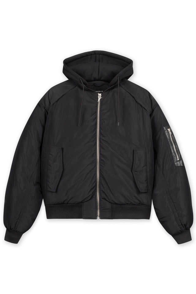 HOODED PUFFED BOMBER JACKET BLACK [PRE ORDER]