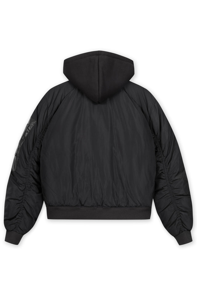 HOODED PUFFED BOMBER JACKET BLACK [PRE ORDER]