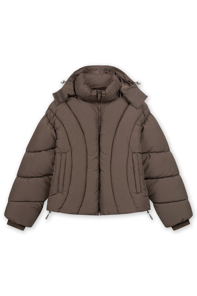 ABSTRACT BROWN PUFFER JACKET [PRE ORDER]