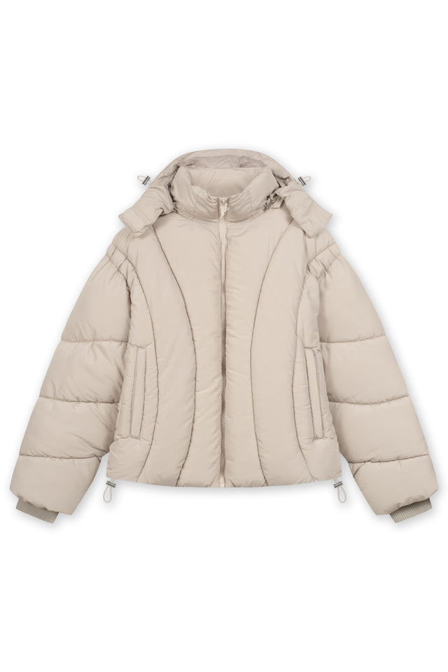 ABSTRACT TAUPE PUFFER JACKET [PRE ORDER]