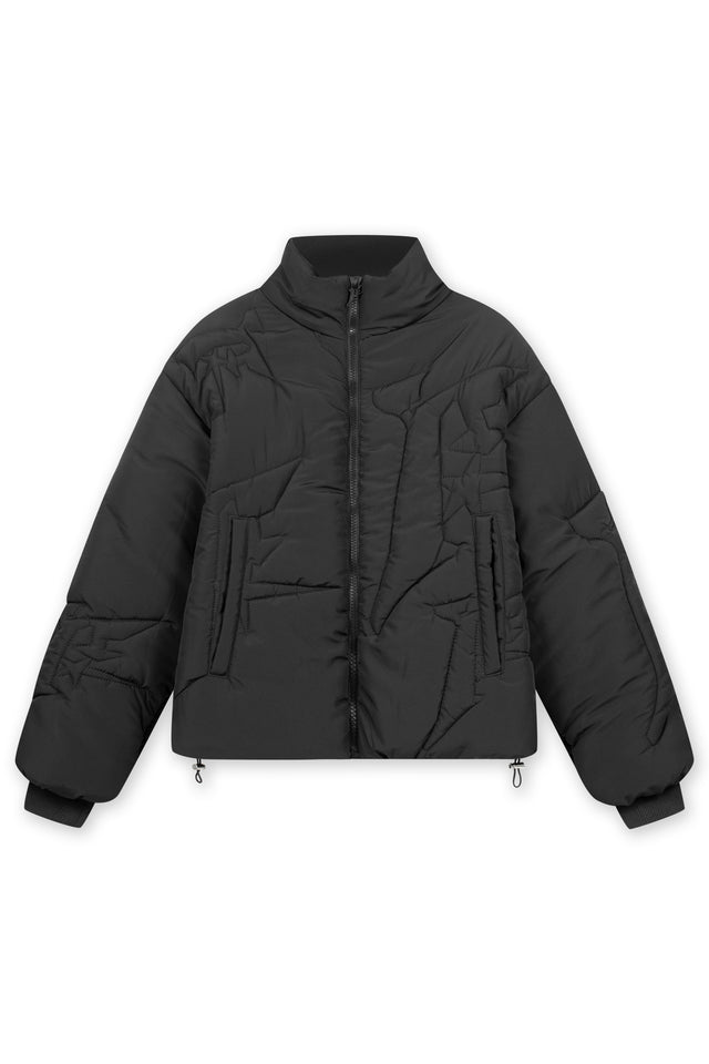 EMBROIDERY BLACK PUFFER JACKET [PRE ORDER]