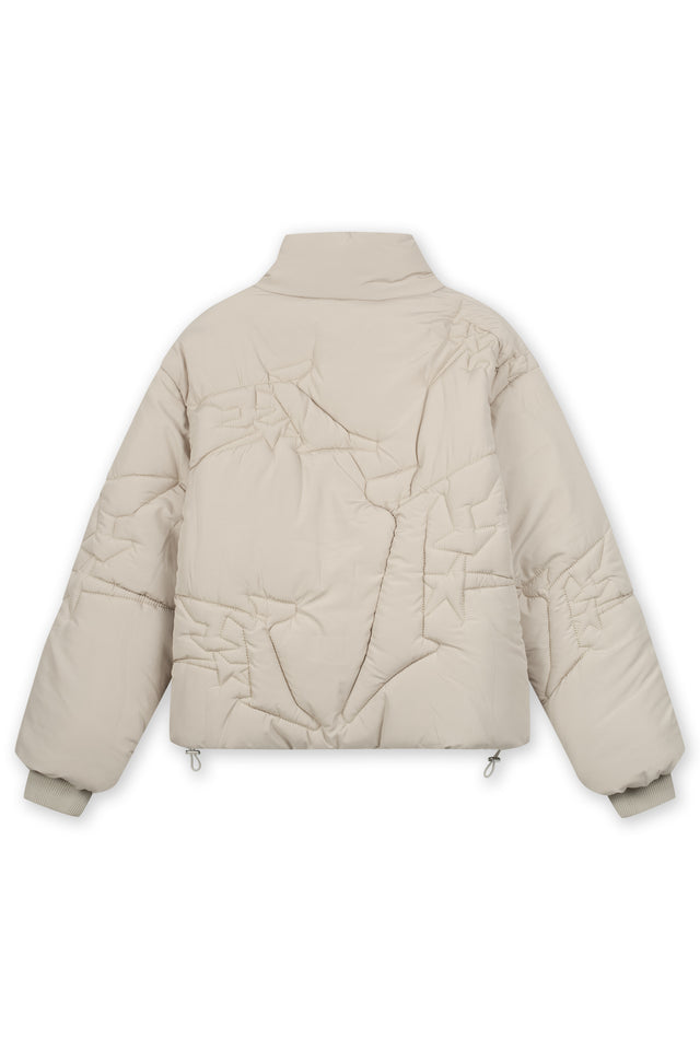 EMBROIDERY TAUPE PUFFER JACKET [PRE ORDER]