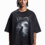 MIDNIGHT LAKE BOXY DISTRESSED BLACK WASHED T-SHIRT