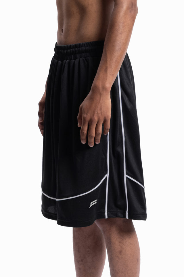 PIPING JET BLACK SPORT JORTS [PRE ORDER - SHIPPING STARTS BEGINNING OF JULY 2025]
