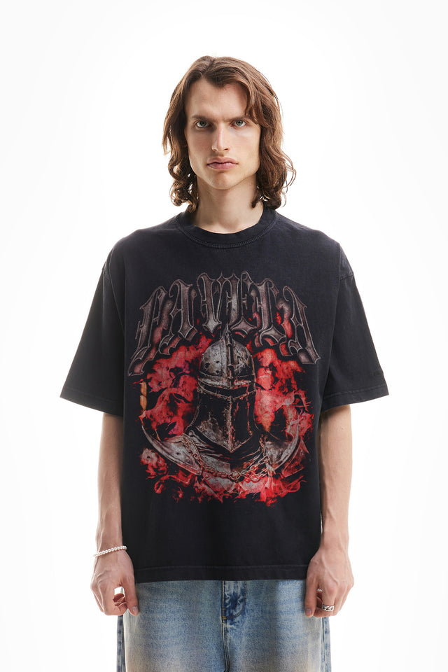 RED KNIGHT BLACK WASHED T-SHIRT
