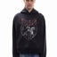 RED RIDER BLACK WASHED BOXY HOODIE