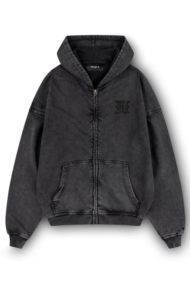 REPUBLIC BLACK WASHED FRONTZIP