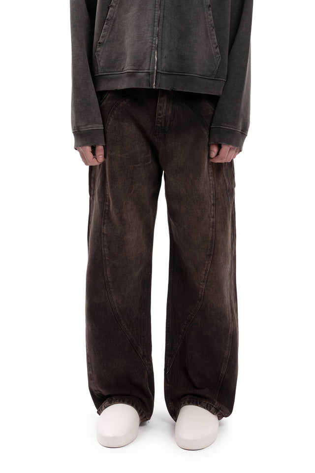 RIGID BALLOON CUTLINE BLACK VINTAGE WASHED DENIM