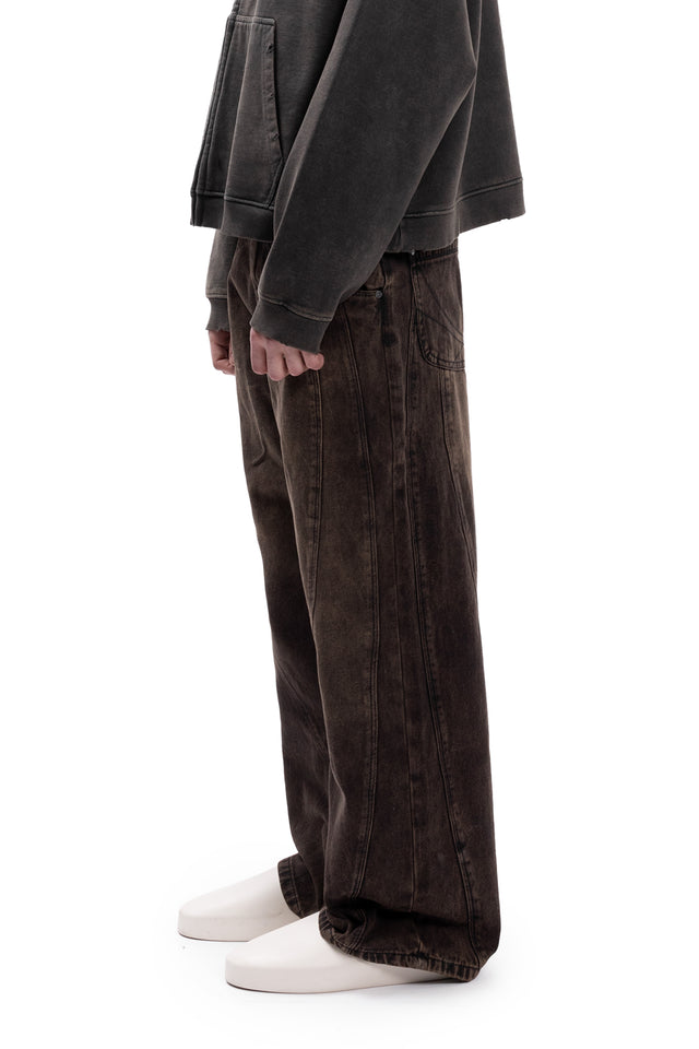 RIGID BALLOON CUTLINE BLACK VINTAGE WASHED DENIM