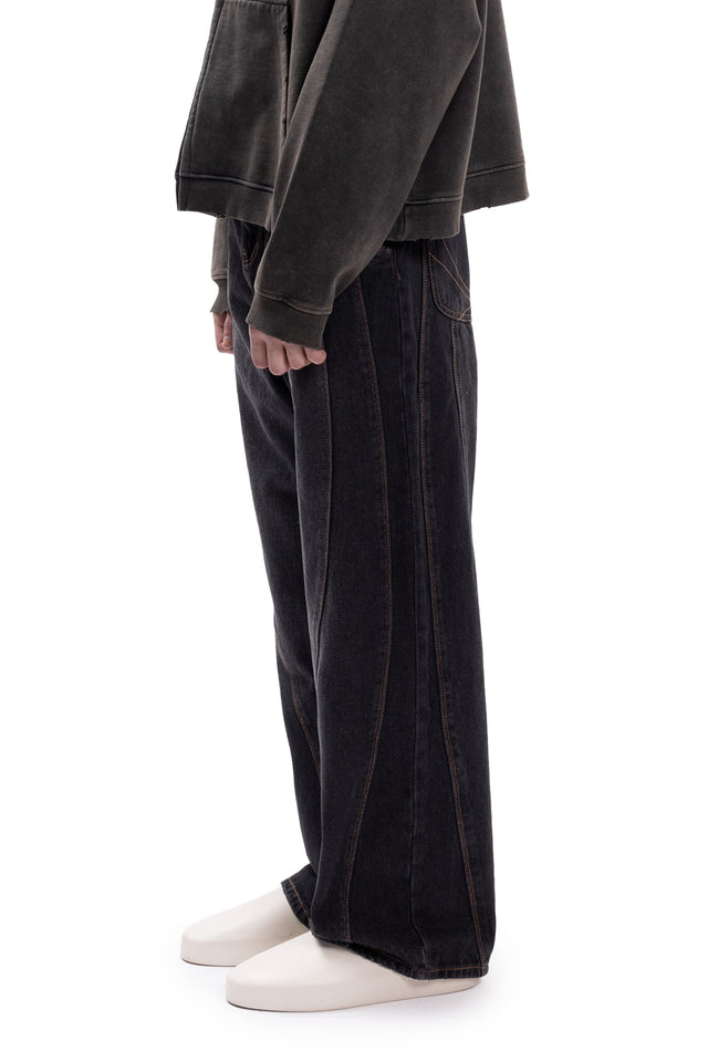 RIGID BALLOON CUTLINE GREY VINTAGE WASHED DENIM V2