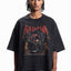 ROSE BLACK WASHED DISTRESSED T-SHIRT