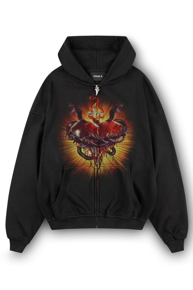 SACRED HEART BLACK FRONTZIP