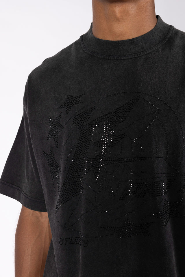 SURROUNDING BLACK WASHED T-SHIRT