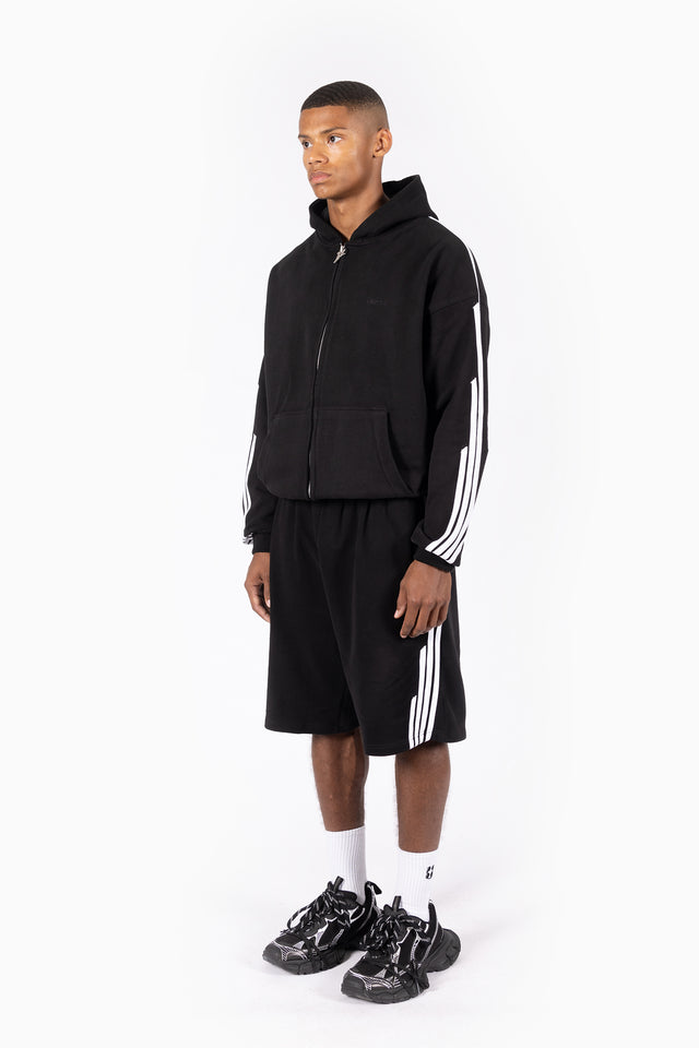 4 STRIPE BLACK FRONTZIP