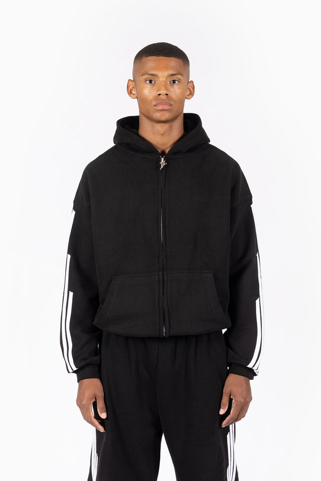 4 STRIPE BLACK FRONTZIP