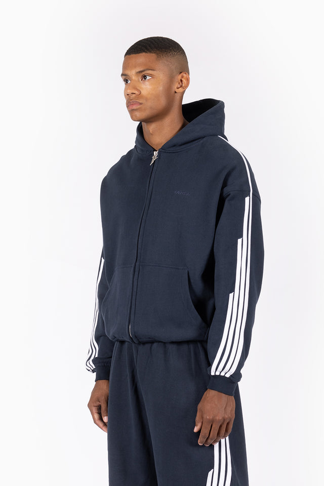 4 STRIPE NAVY CARBON FRONTZIP