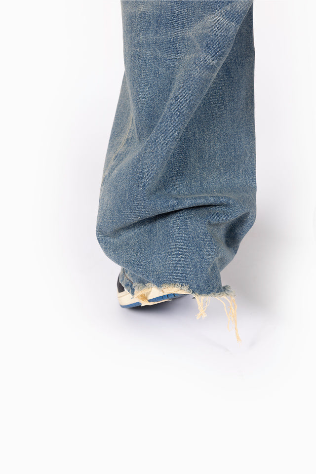 HEAVY BAGGY REGULAR WAVE WASH BLUE DENIM