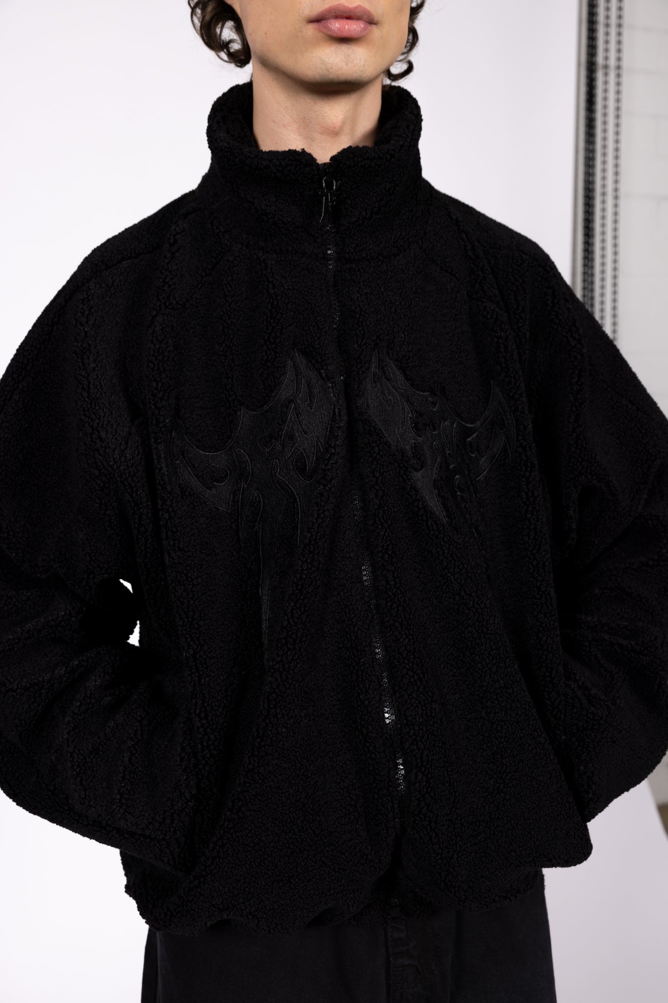 Black fleece coat online