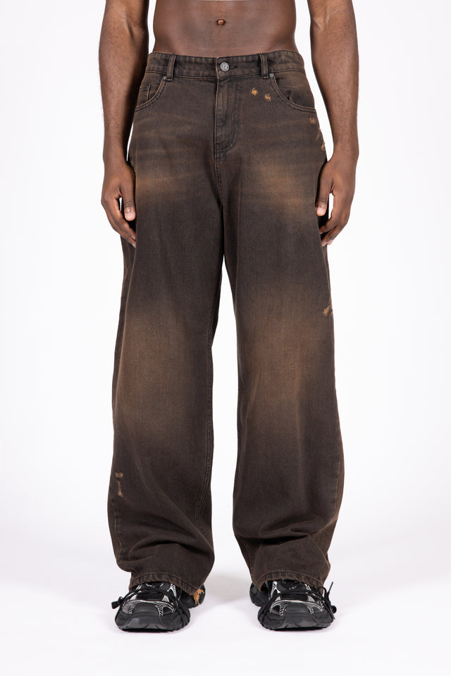 HEAVY BAGGY REGULAR BROWN DENIM