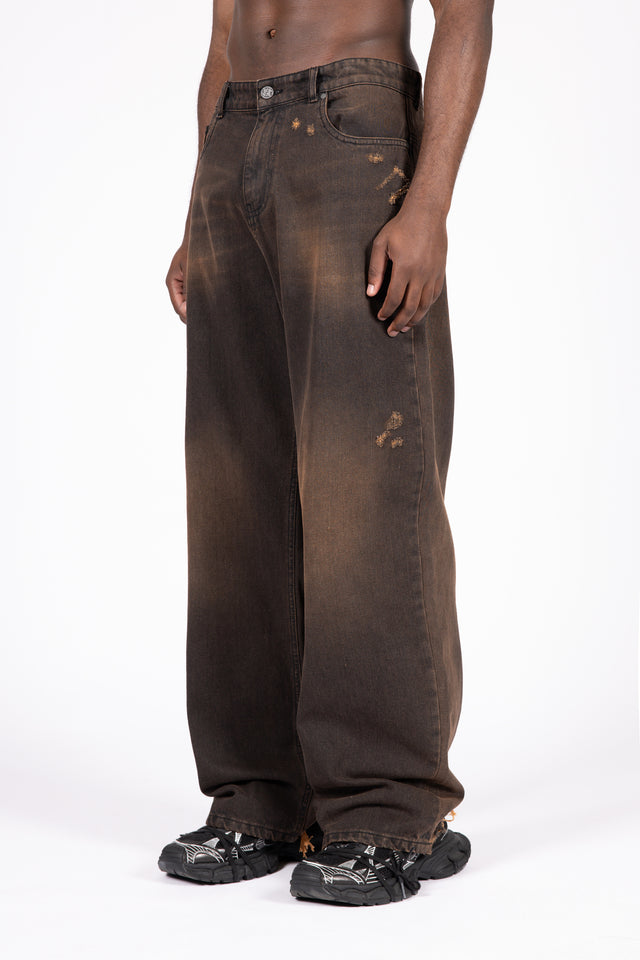 HEAVY BAGGY REGULAR BROWN DENIM