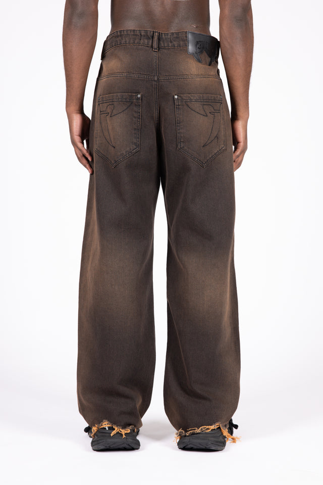 HEAVY BAGGY REGULAR BROWN DENIM