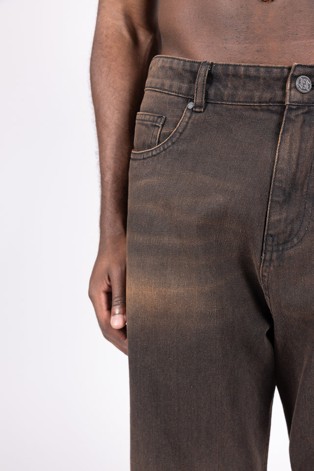 HEAVY BAGGY REGULAR BROWN DENIM