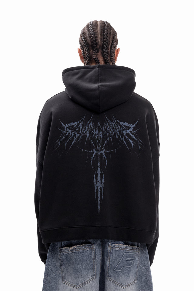 SPIKY DEATH METAL BLACK BOXY FRONTZIP