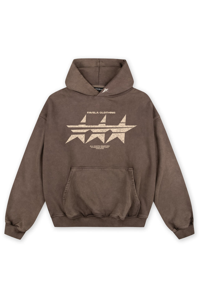 STARS BROWN SAND WASHED HOODIE [PRE ORDER]