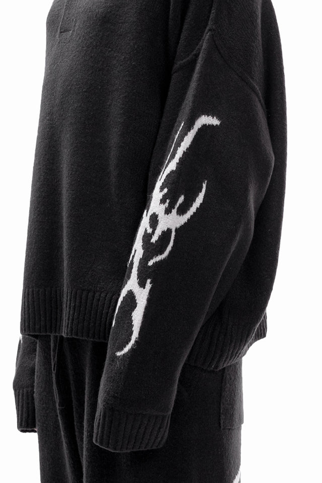 TRIBAL KNIT POLO SWEATER BLACK