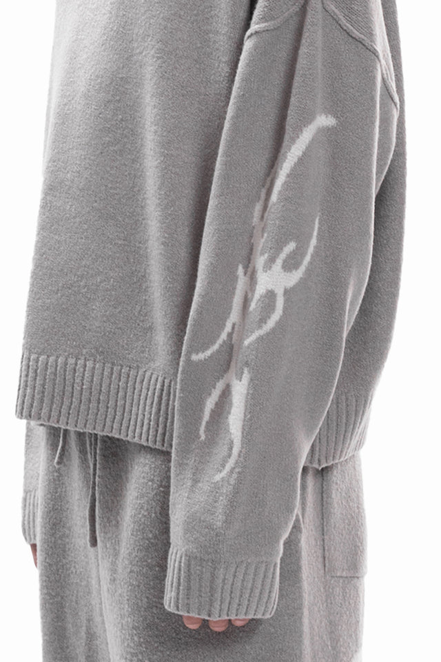 TRIBAL KNIT POLO SWEATER GREY