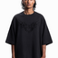 BASIC BLACK TRIBAL BOXY DISTRESSED BLACK WASHED T-SHIRT