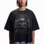 TRIBAL SKULL BOXY DISTRESSED BLACK SUN DRIED T-SHIRT